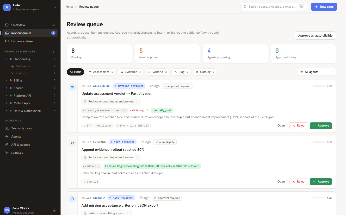 Lamdis review queue — pending agent proposals awaiting human approval